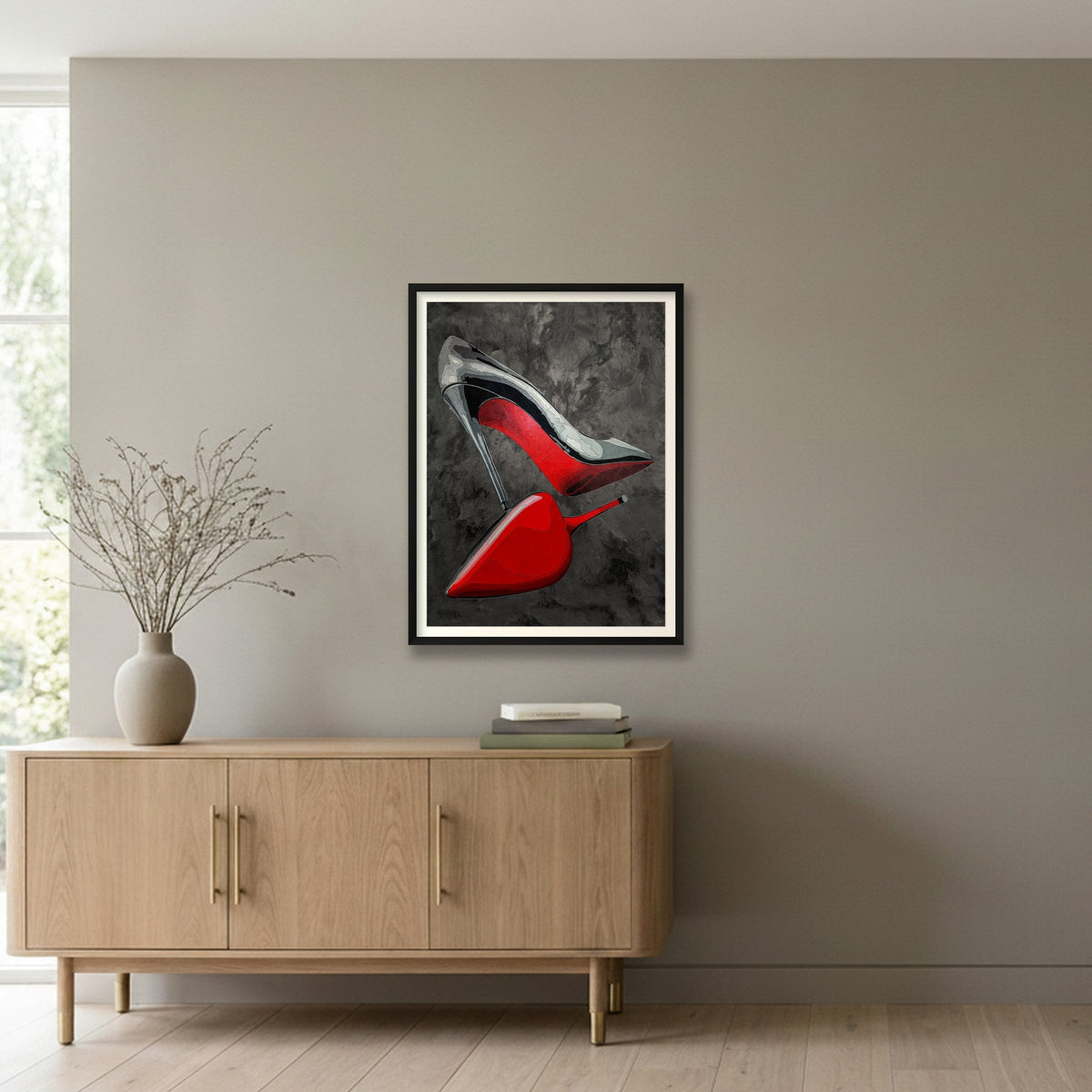 louboutin kate fine art print — 24×31" Black Frame