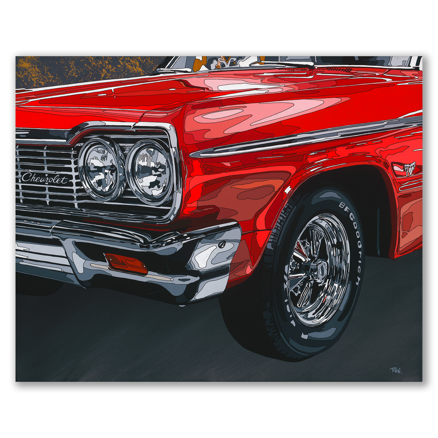 Art ot red 1964 Chevrolet Impala car