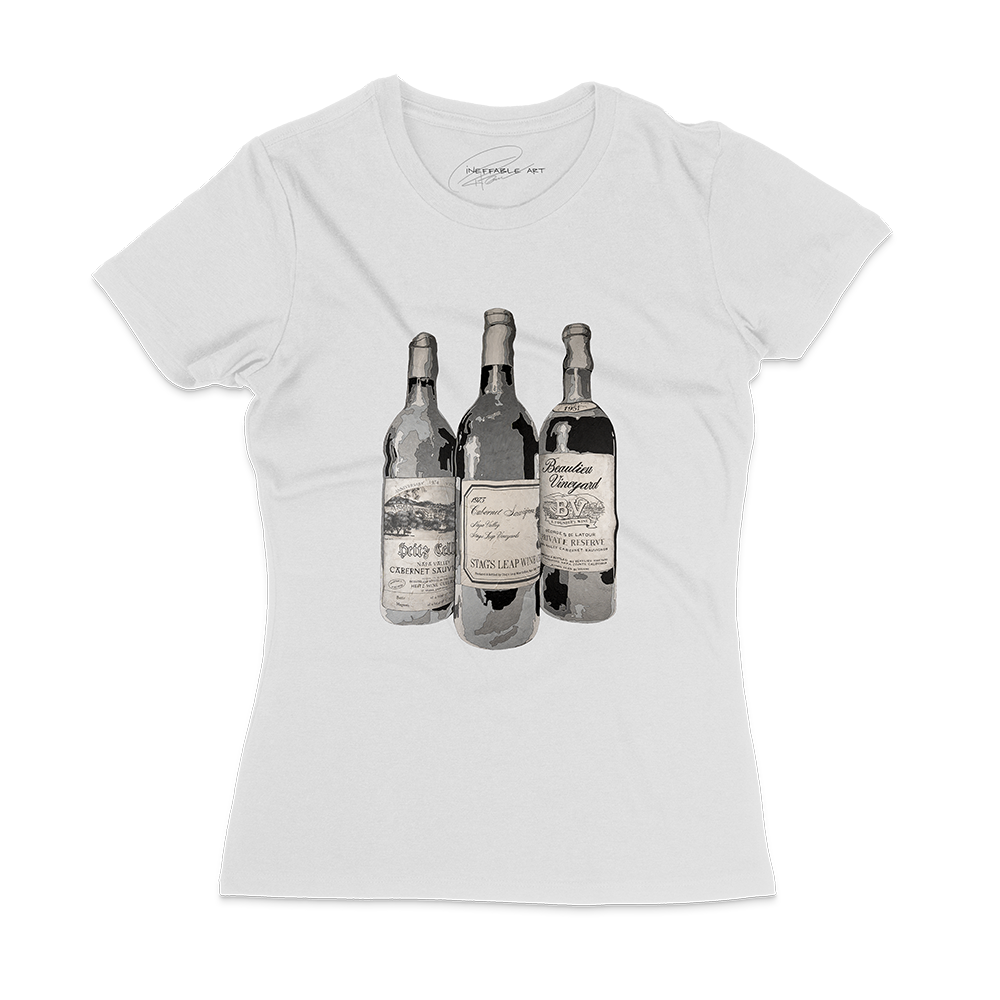white t-shirt with greatest American wine art