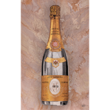 Illustration of a Cristal Louis Roederer champagne bottle on a marble background