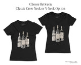 American wine vneck crew neck black tshirt display