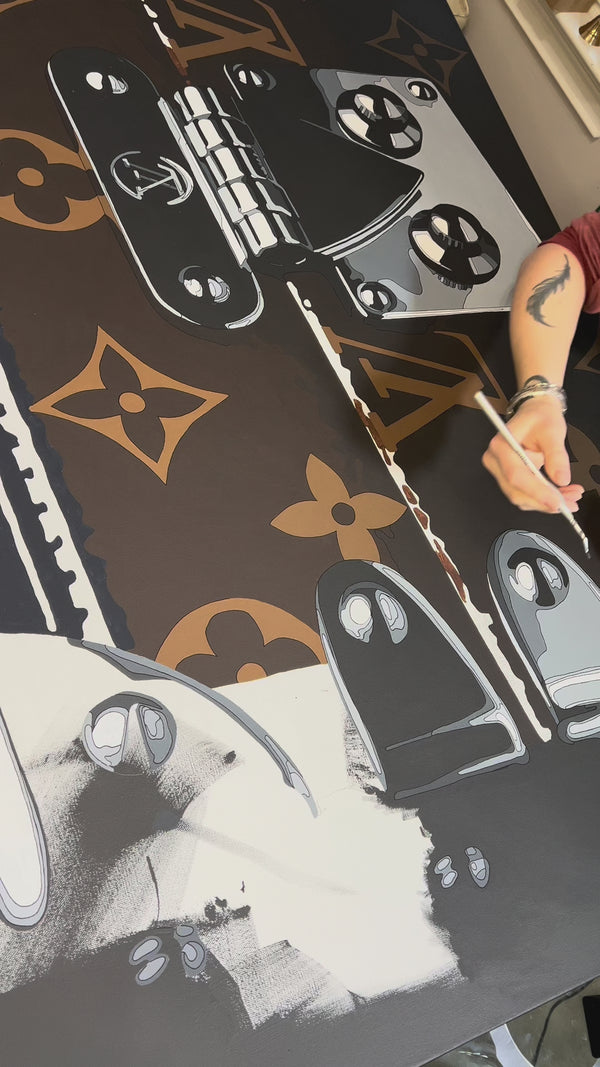 Artist Painting Louis Vuitton trunk